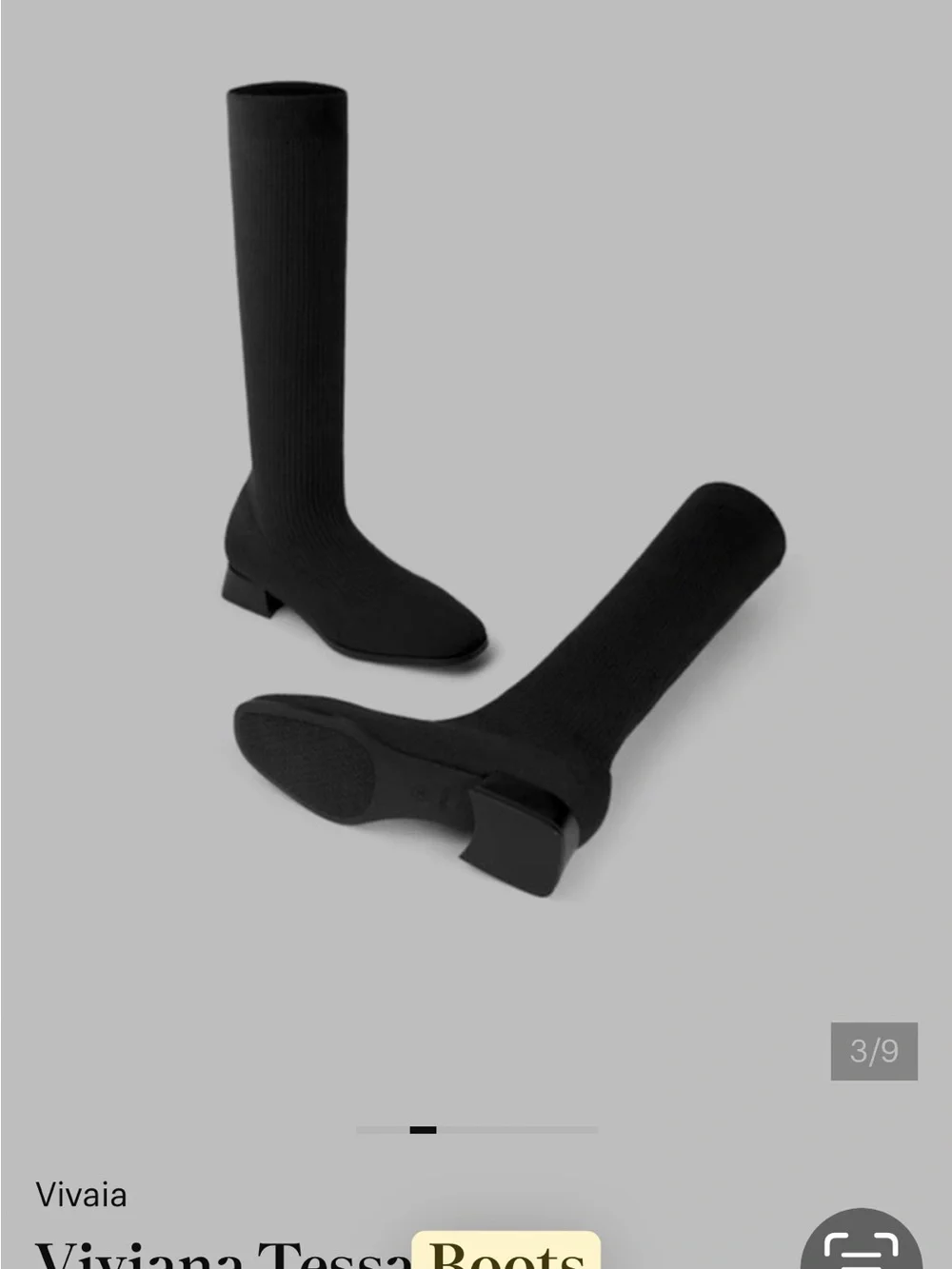 VIVAIA knit Black high Stretch Boot with Low Block Heel